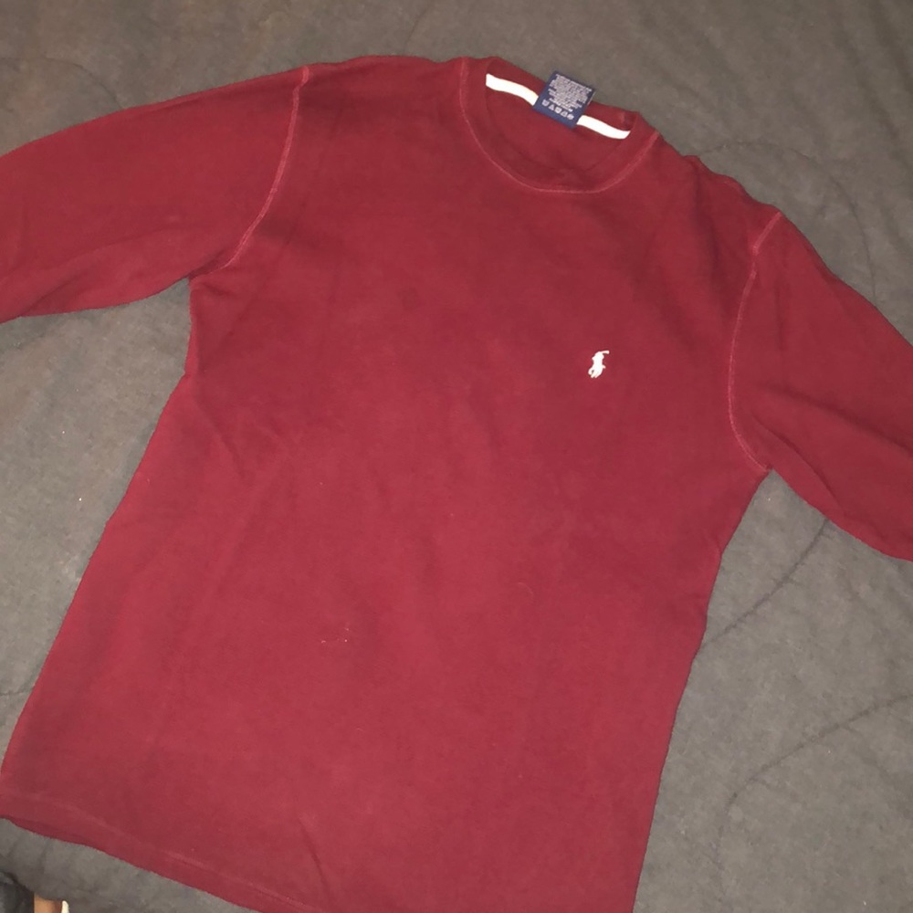Waffle Maroon Men’s M Polo Long Sleeve
